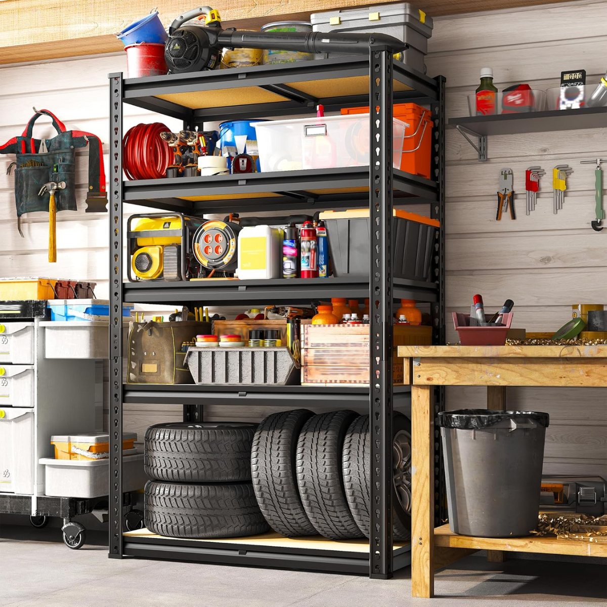 Justerbar metallhylle med 5 nivåer og 915 kg kapasitet – FlexiRack™